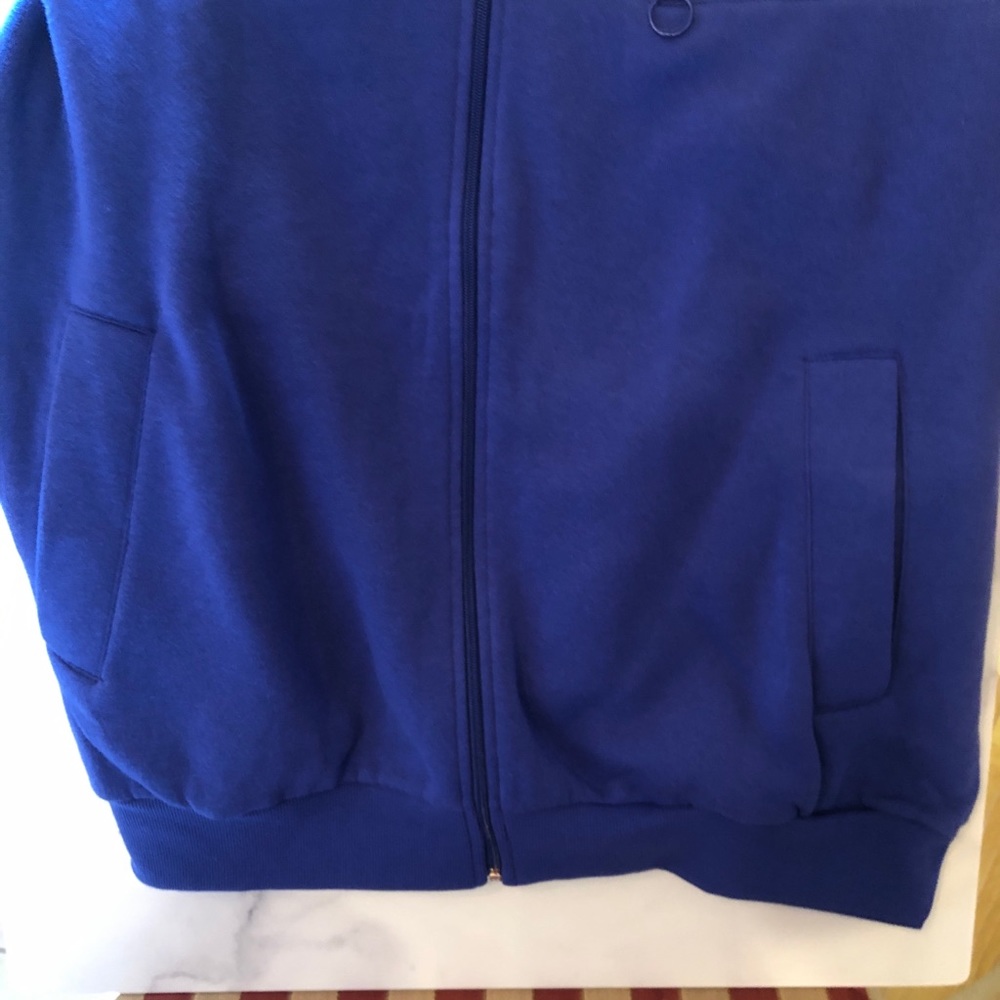 John Blair Sweat Jacket Full ZIPPER 3 Pockets  Indigo Blue NWOT XL Cotton/Poly - Picture 5 of 9